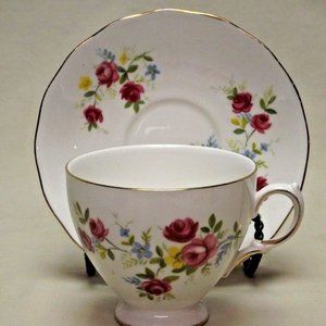 Queen Anne Fine Bone China Ridgway Potteries England Footed Tea Cup and Saucer